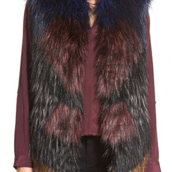 Trina Turk "Tabitha" Ombre Faux Fur Vest - SZL - Picture 2 of 6
